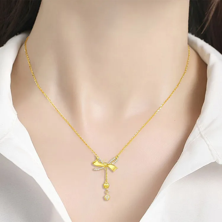 Chongqing Gold Store S925 Silver/Cubic Zirconia Necklaces Women's-1