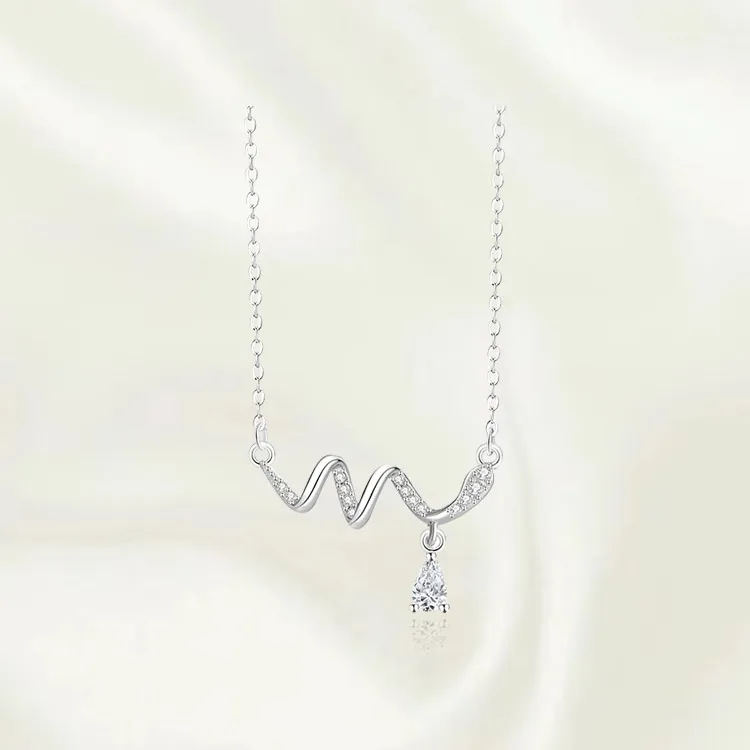 Chongqing Gold Store S925 Silver Cubic Zirconia Necklaces Unisex-3