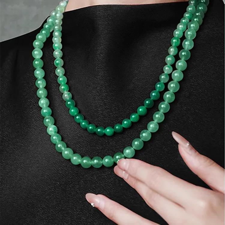 Chongqing Gold Store African Emerald Jade Necklaces Women's-2
