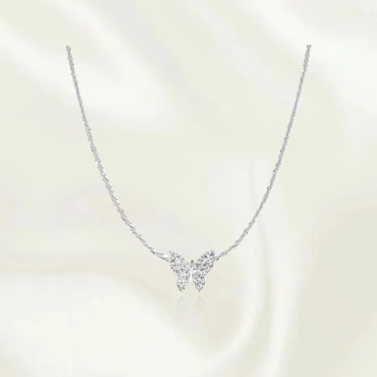 Chongqing Gold Store S925 Silver Cubic Zirconia Necklaces Women's-3