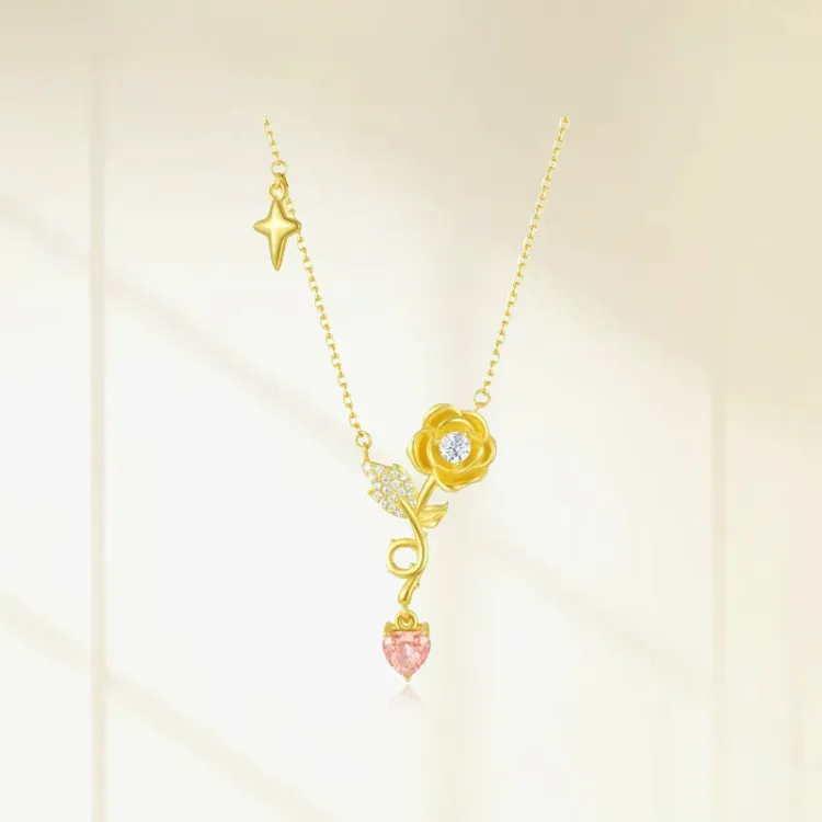 Chongqing Gold Store S925 Silver/Cubic Zirconia Necklaces Women's Gold-3