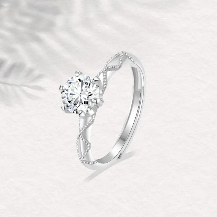 Chongqing Gold Store S925 Silver Moissanite Rings Women's Anniversary Of Love Gift-2