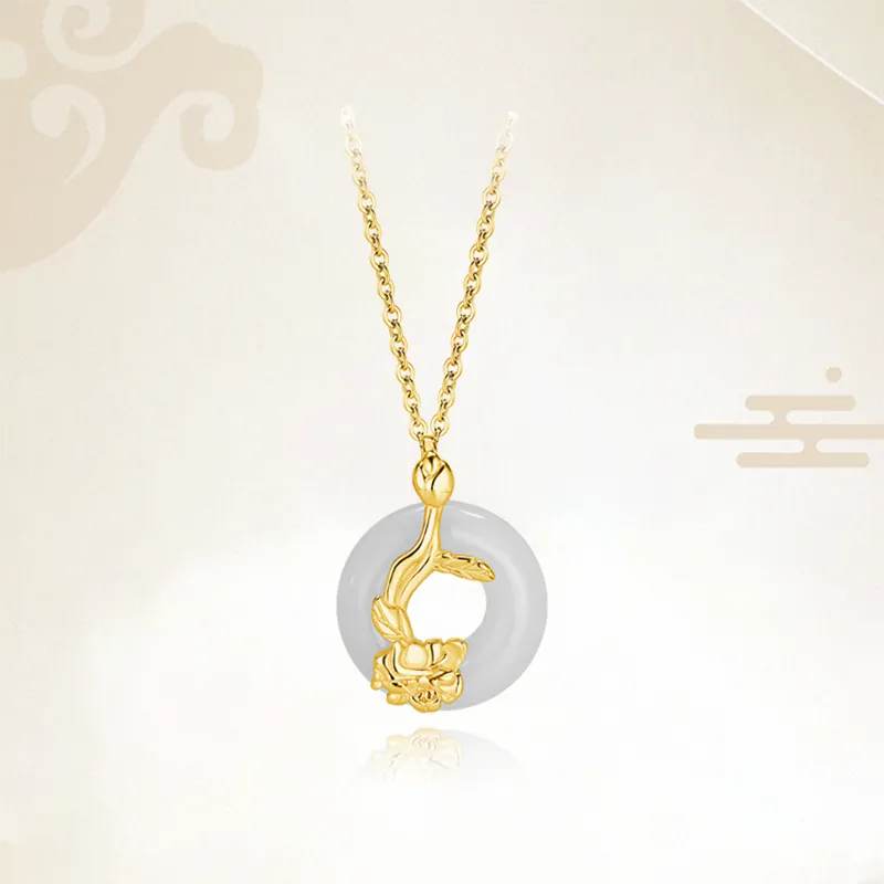 Chongqing Gold Store Chalcedony Jade Necklaces Women's-4