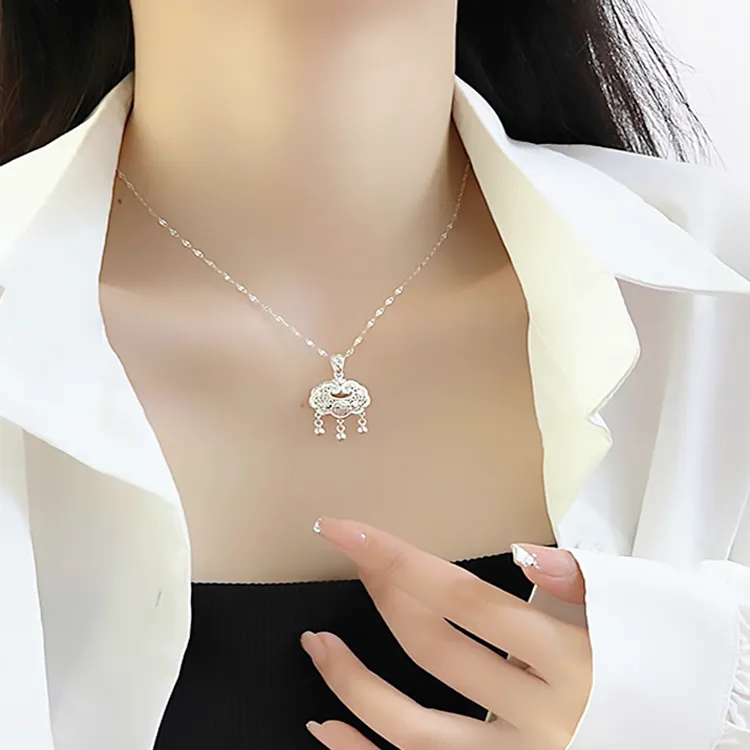 Chongqing Gold Store S999 Fine Silver Necklaces Women's-4
