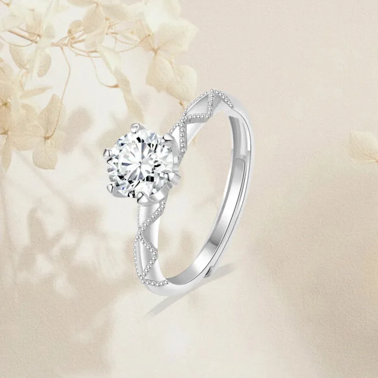 Chongqing Gold Store S925 Silver Moissanite Rings Women's Anniversary Of Love Gift-3