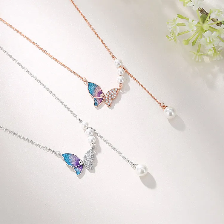 Chongqing Gold Store 925 Sterling Silver Square Zirconia Necklaces Women's-3