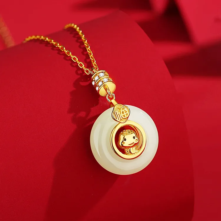 Chongqing Gold Store Chalcedony Jade Necklaces Unisex-3