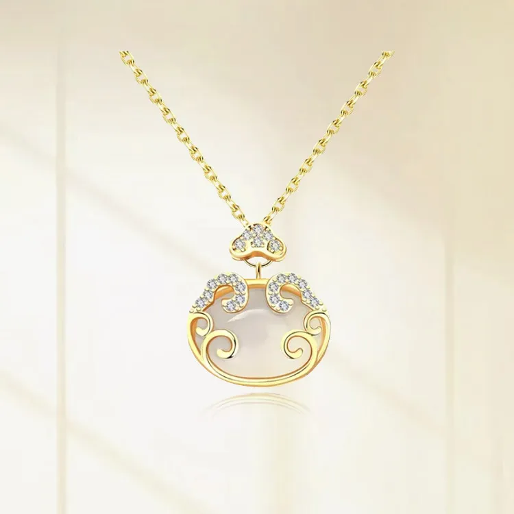 Chongqing Gold Store Chalcedony Necklaces Unisex-3