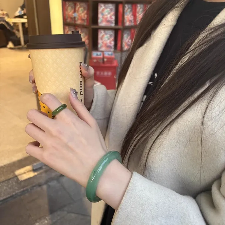 Chongqing Gold Store African Emerald Jade Bangles Women's-2