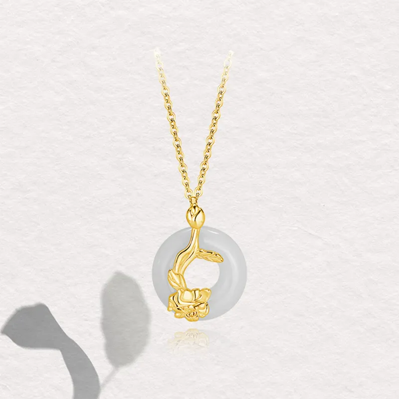 Chongqing Gold Store Chalcedony Jade Necklaces Women's-3
