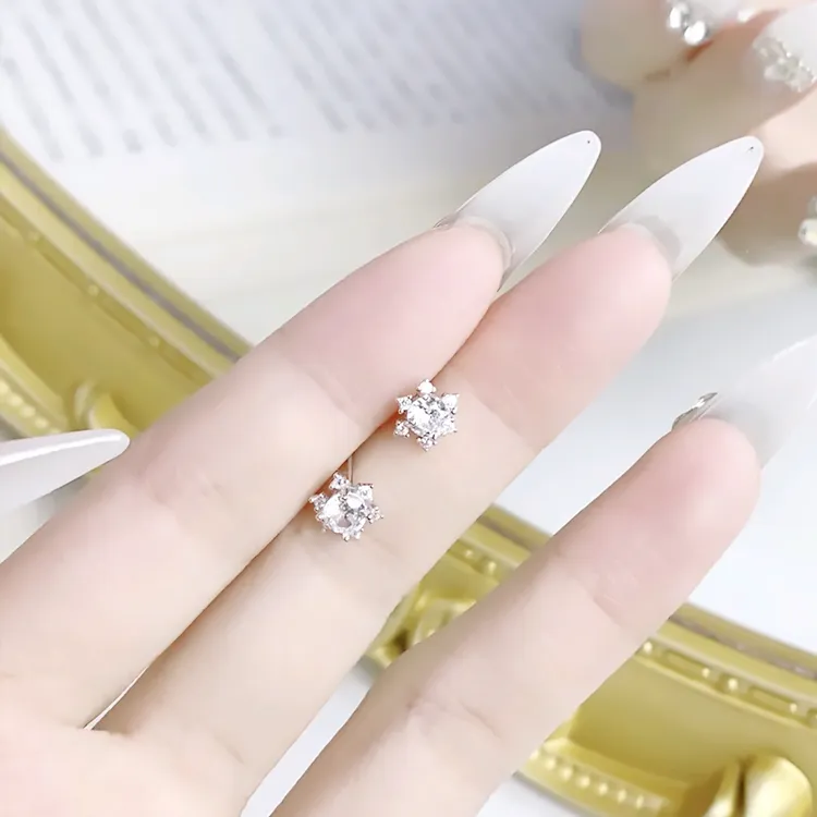 Chongqing Gold Store S999 Fine Silver Stud Earrings Women's-3