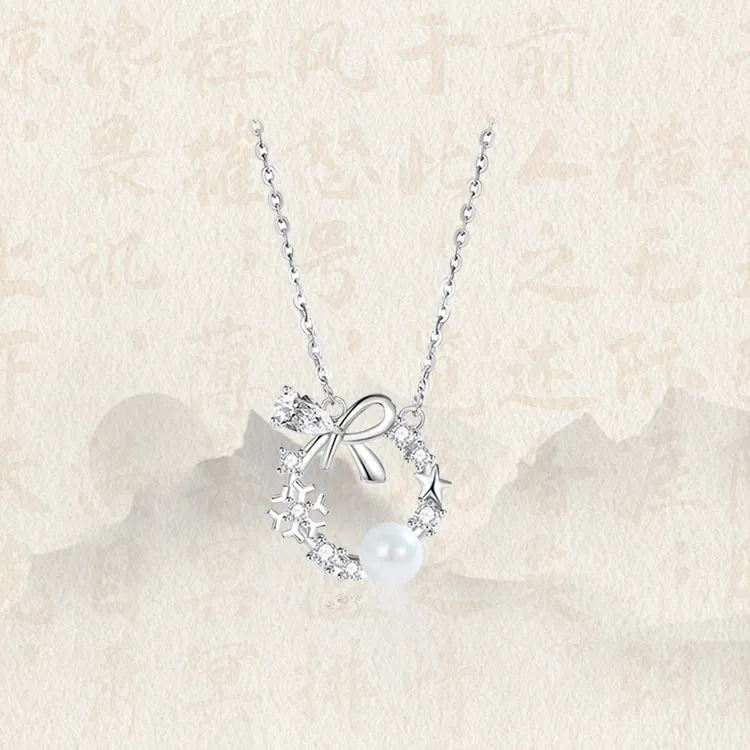 Chongqing Gold Store S925 Silver/Cubic Zirconia/Mother Of Pearl Necklaces Women's-4