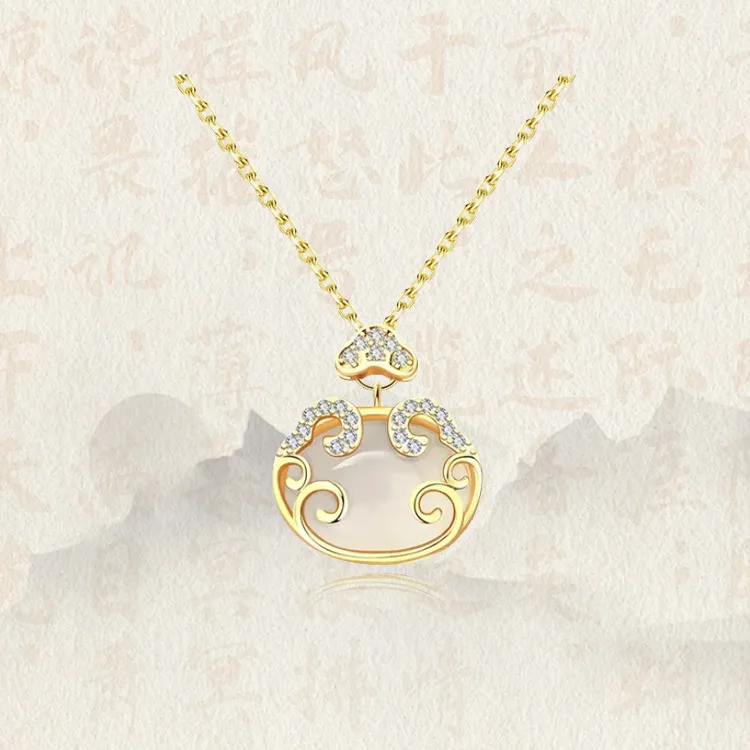 Chongqing Gold Store Chalcedony Necklaces Unisex-4