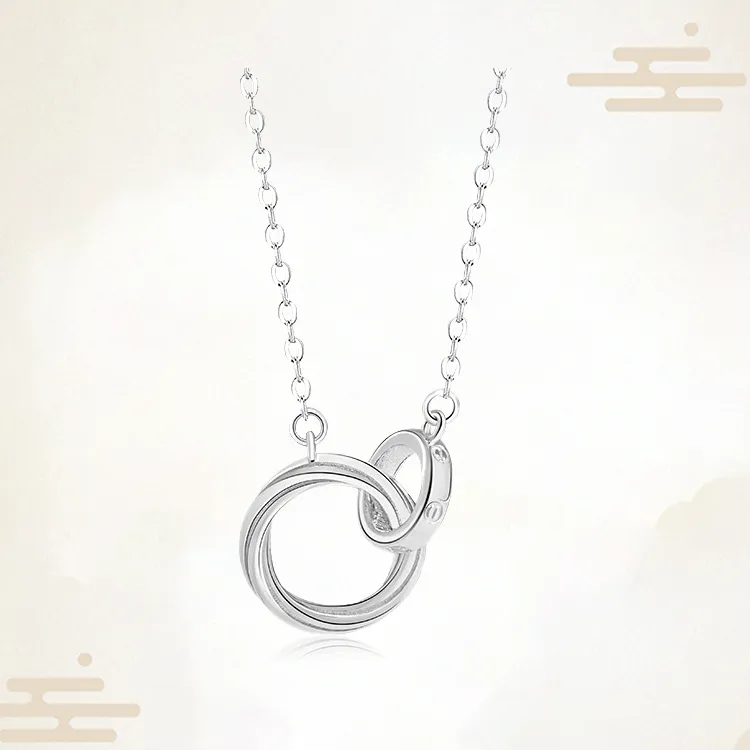 Chongqing Gold Store S999 Fine Silver Necklaces Women's Silver White-3