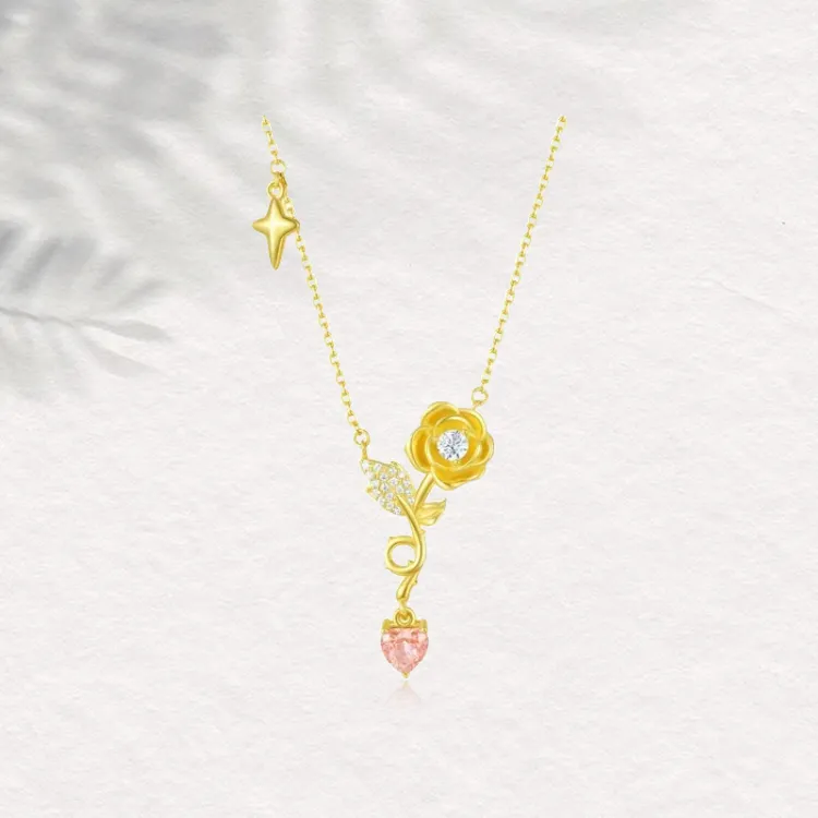 Chongqing Gold Store S925 Silver/Cubic Zirconia Necklaces Women's Gold-1