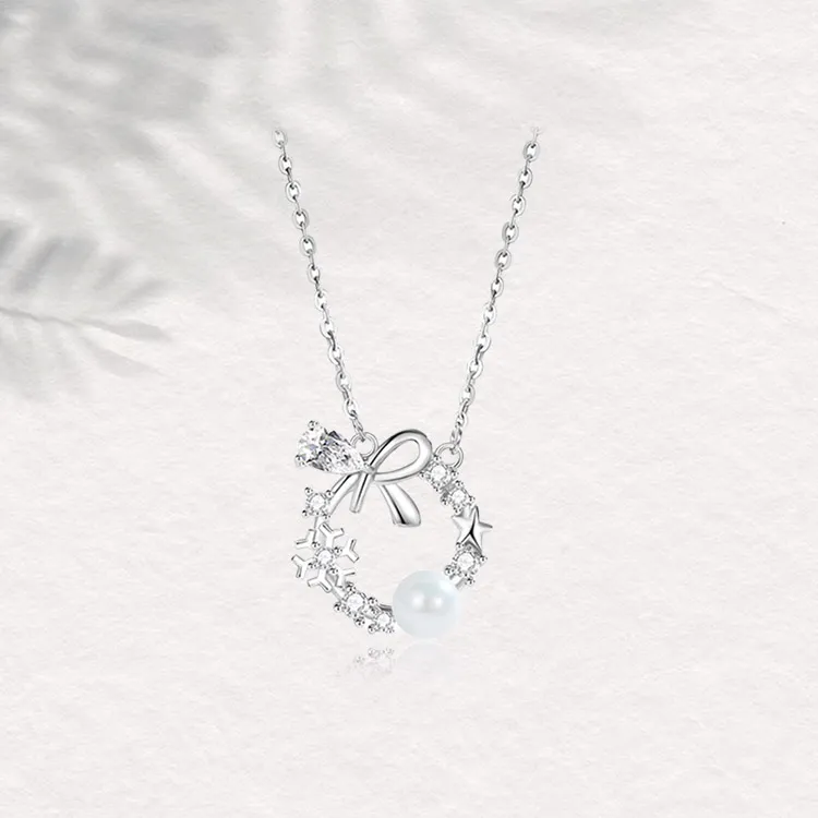 Chongqing Gold Store S925 Silver/Cubic Zirconia/Mother Of Pearl Necklaces Women's-2