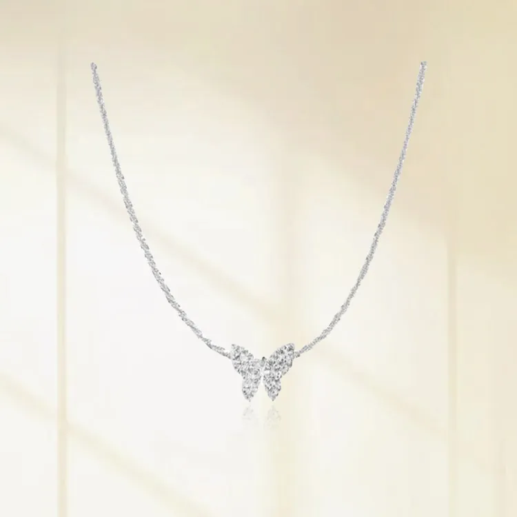 Chongqing Gold Store S925 Silver Cubic Zirconia Necklaces Women's-4