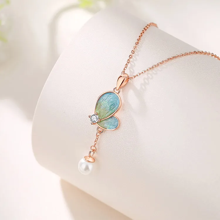 Chongqing Gold Store S925 Silver Shell Pearl Cubic Zirconia Necklaces Women's-6