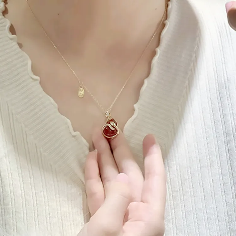 Chongqing Gold Store Chalcedony Necklaces Women's-2