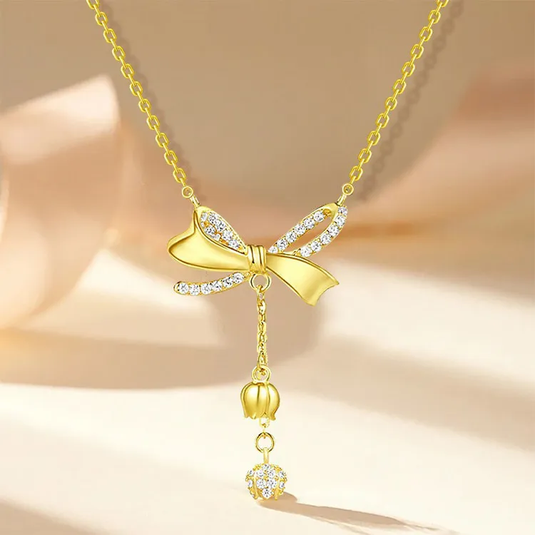 Chongqing Gold Store S925 Silver/Cubic Zirconia Necklaces Women's-2