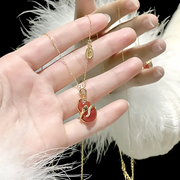 Chongqing Gold Store Chalcedony Necklaces Women's-3