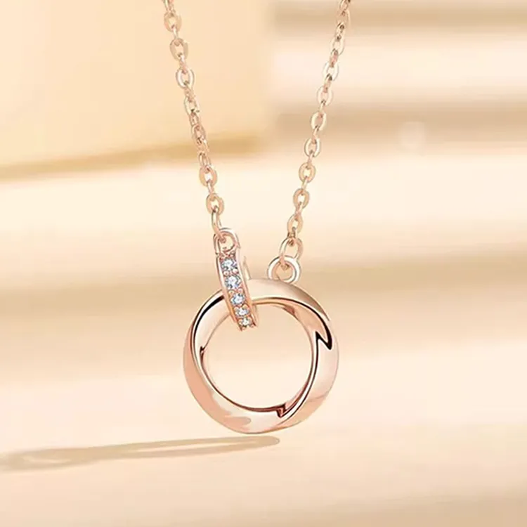 Chongqing Gold Store S925 Silver/Cubic Zirconia Necklaces Women's-4