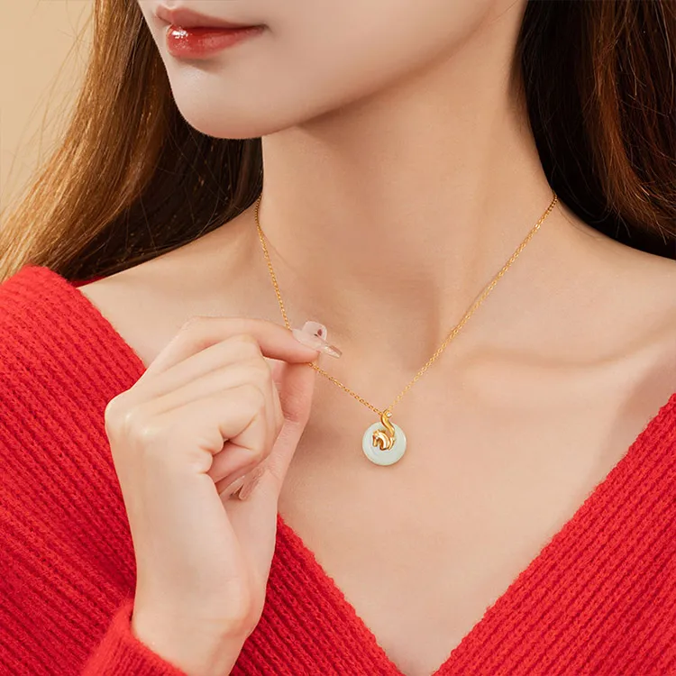 Chongqing Gold Store Chalcedony Necklaces Women's-2