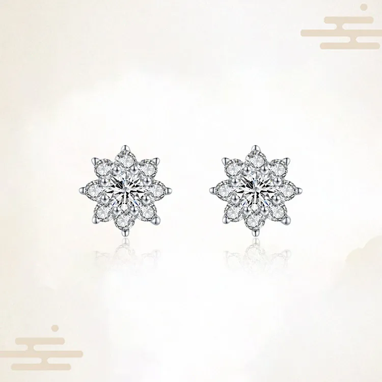 Chongqing Gold Store S925 Silver Stud Earrings Women's-3