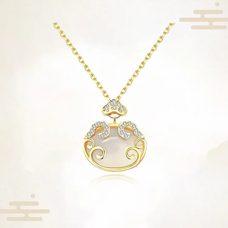 Chongqing Gold Store Chalcedony Necklaces Unisex-2
