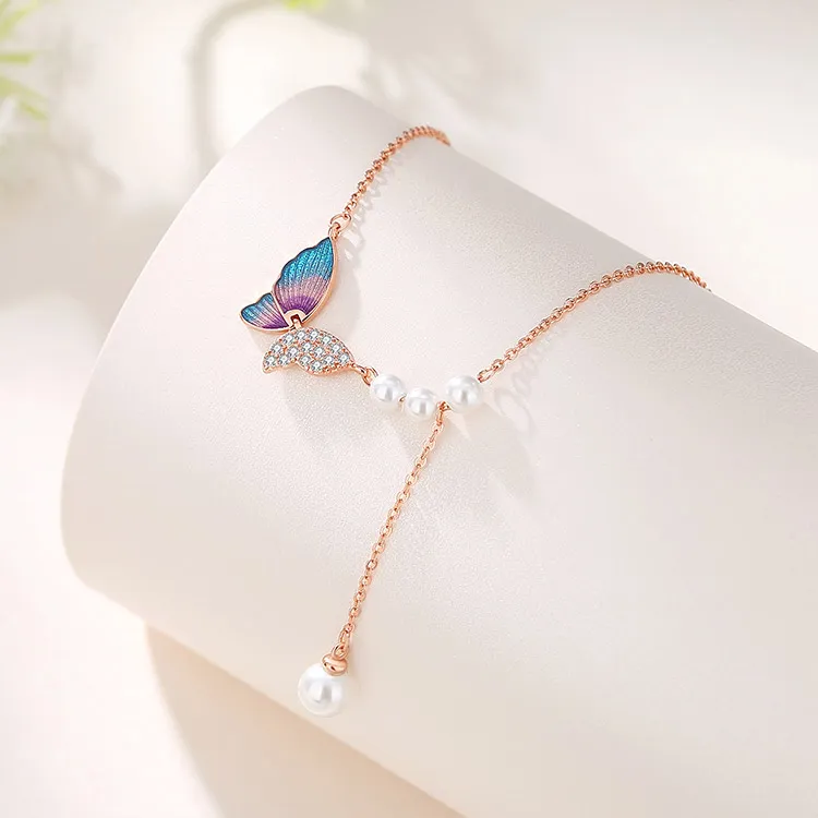 Chongqing Gold Store 925 Sterling Silver Square Zirconia Necklaces Women's-6