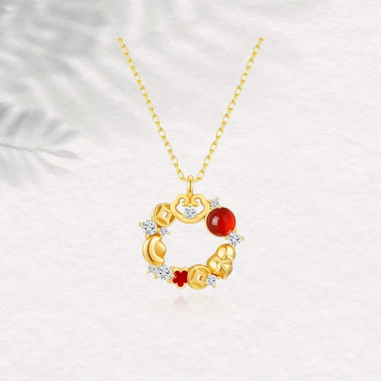 Chongqing Gold Store S925 Silver/Cubic Zirconia Necklaces Women's-1