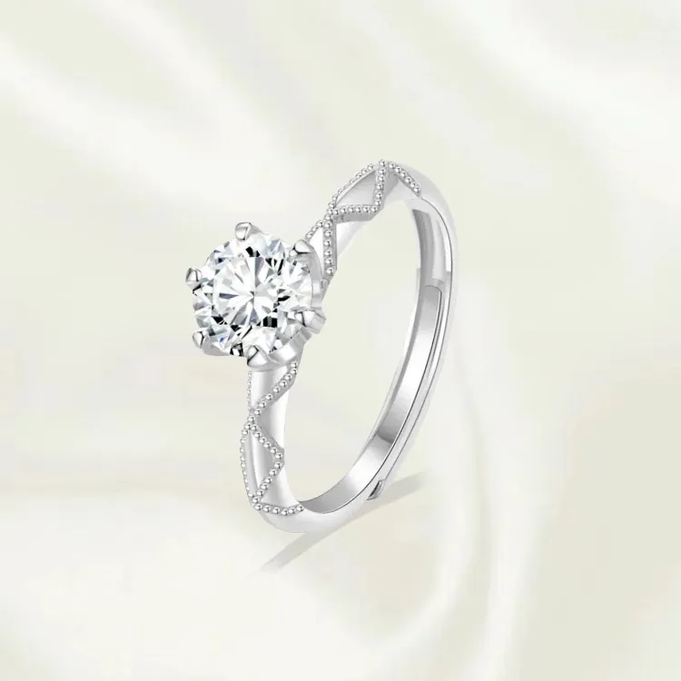 Chongqing Gold Store S925 Silver Moissanite Rings Women's Anniversary Of Love Gift-1