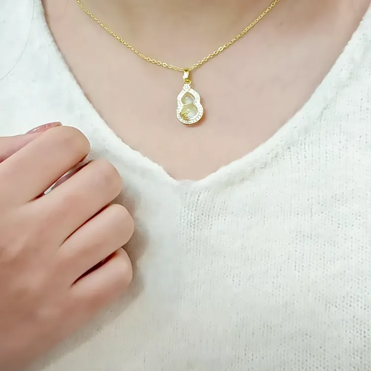 Chongqing Gold Store Chalcedony Jade Necklaces Women's-3