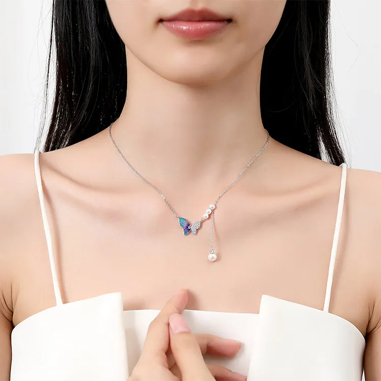 Chongqing Gold Store 925 Sterling Silver Square Zirconia Necklaces Women's-1