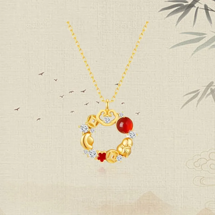 Chongqing Gold Store S925 Silver/Cubic Zirconia Necklaces Women's-4