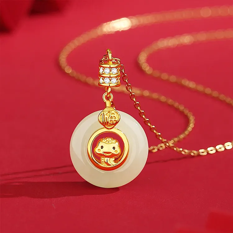 Chongqing Gold Store Chalcedony Jade Necklaces Unisex-1