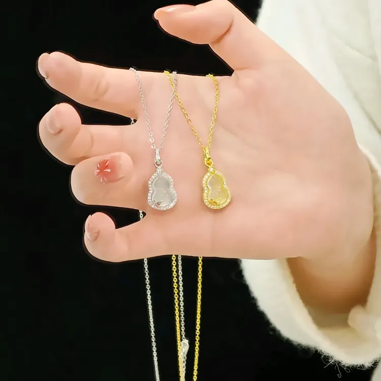 Chongqing Gold Store Chalcedony Jade Necklaces Women's-5
