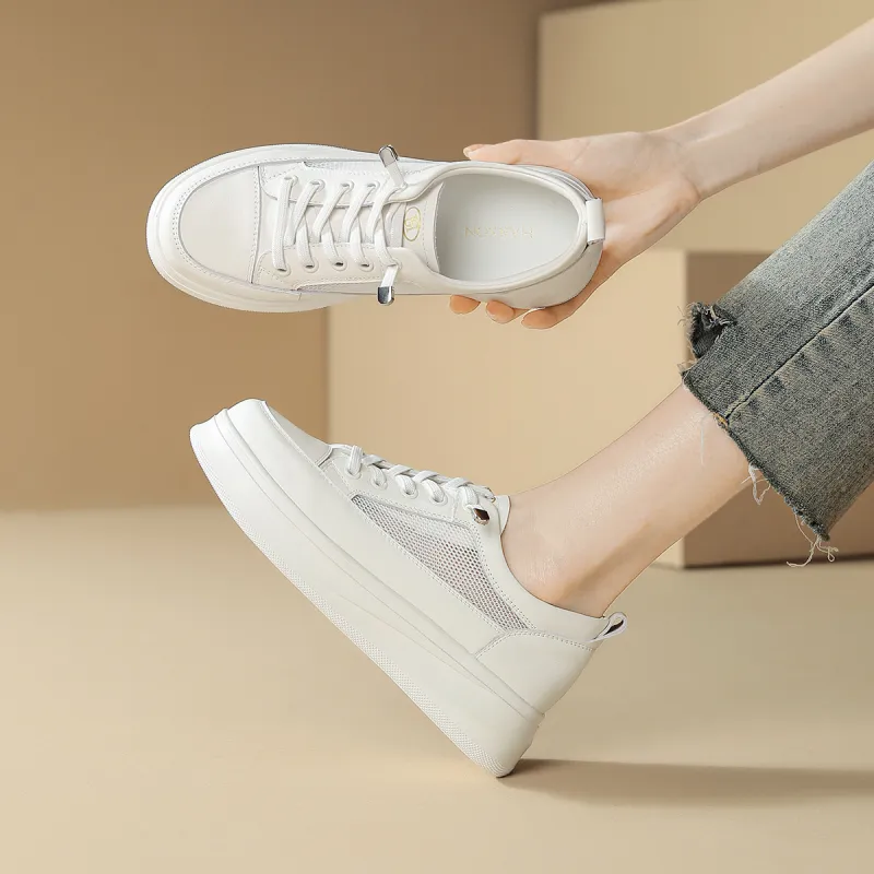 HARSON Slip Resistant, Abrasion Resistant, Breathable Low Top Skateboard Shoes Women's White-3