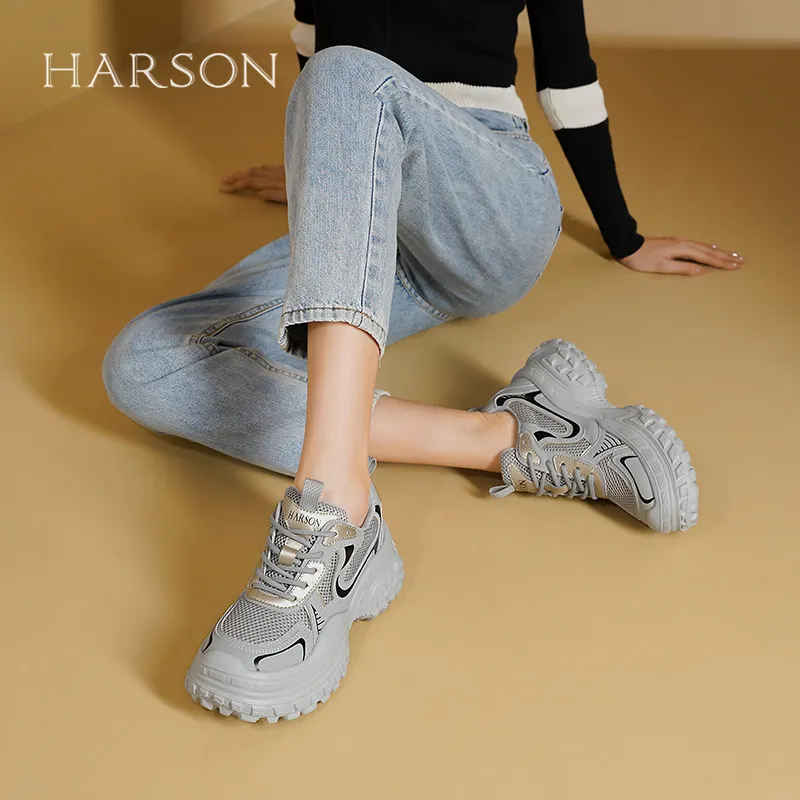 HARSON Cushioning Lightweight Height Increasing Low Top Chunky Sneakers Women's-9