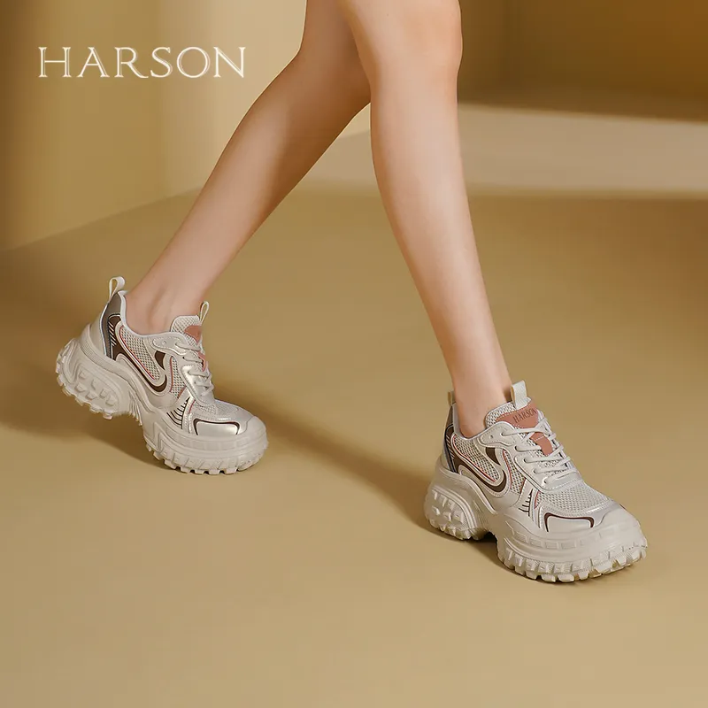 HARSON Cushioning Lightweight Height Increasing Low Top Chunky Sneakers Women's-5
