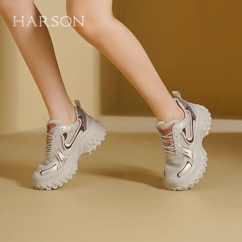 HARSON Cushioning Lightweight Height Increasing Low Top Chunky Sneakers Women's-4