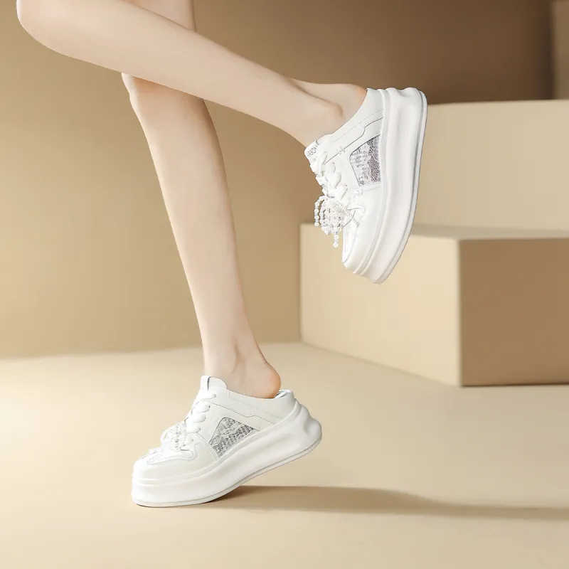 HARSON EVA Slip Resistant Odor Resistant Abrasion Resistant Closed Toe Slippers Women's White-1