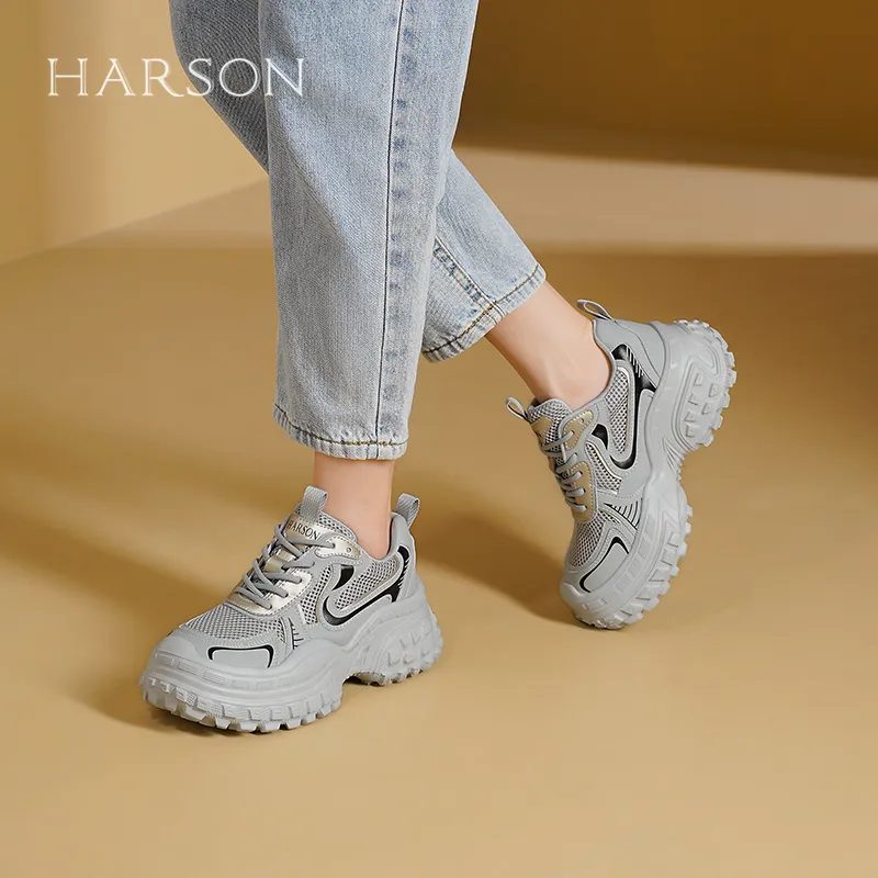 HARSON Cushioning Lightweight Height Increasing Low Top Chunky Sneakers Women's-10