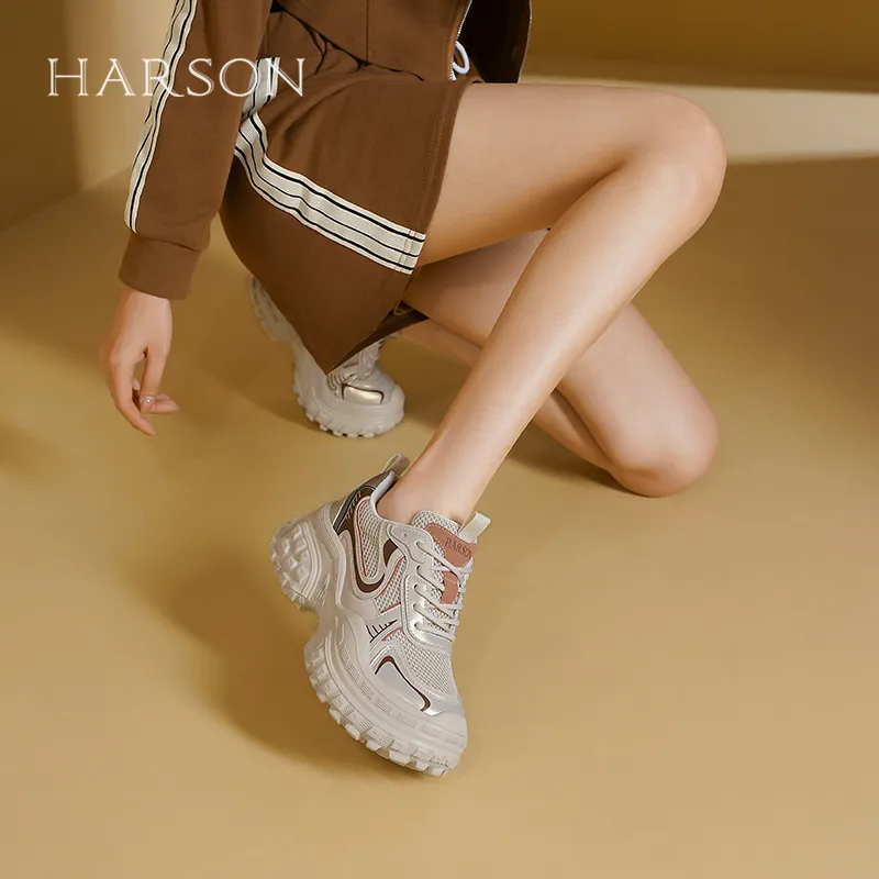 HARSON Cushioning Lightweight Height Increasing Low Top Chunky Sneakers Women's-3