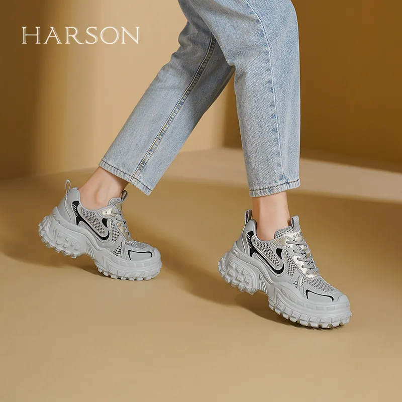 HARSON Cushioning Lightweight Height Increasing Low Top Chunky Sneakers Women's-11