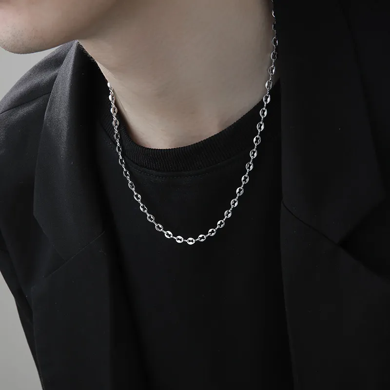 FOREVER MELODY Titanium Steel Necklaces Unisex Silver-1