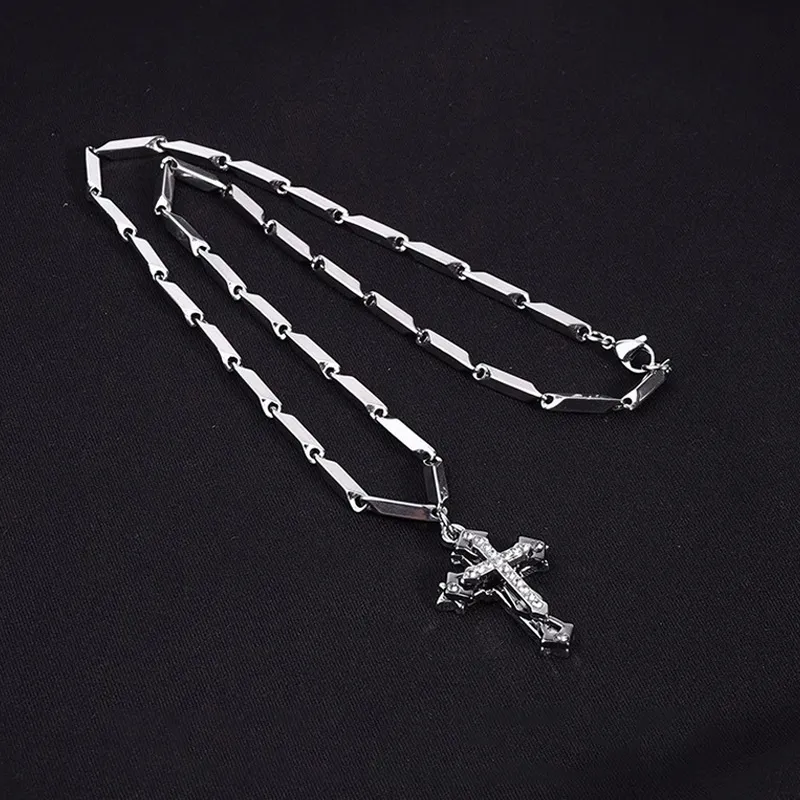 FOREVER MELODY Titanium Steel/Zircon Necklaces Men's-1