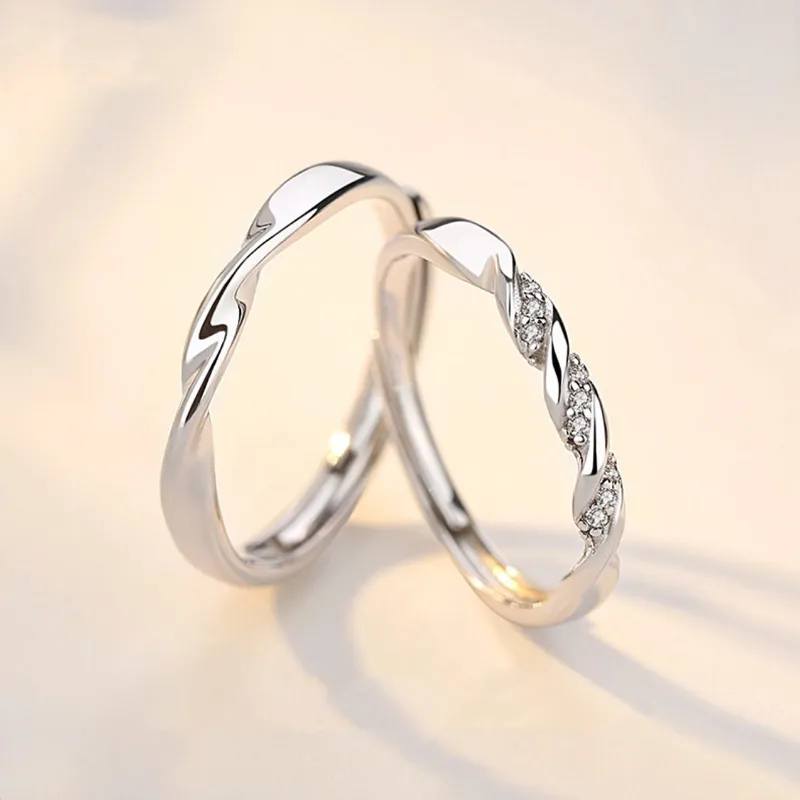 FOREVER MELODY Zircon Rings Unisex Silver-2
