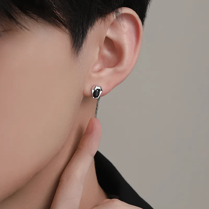 FOREVER MELODY 999 Fine Silver With Zircon Stud Earrings Men's-6