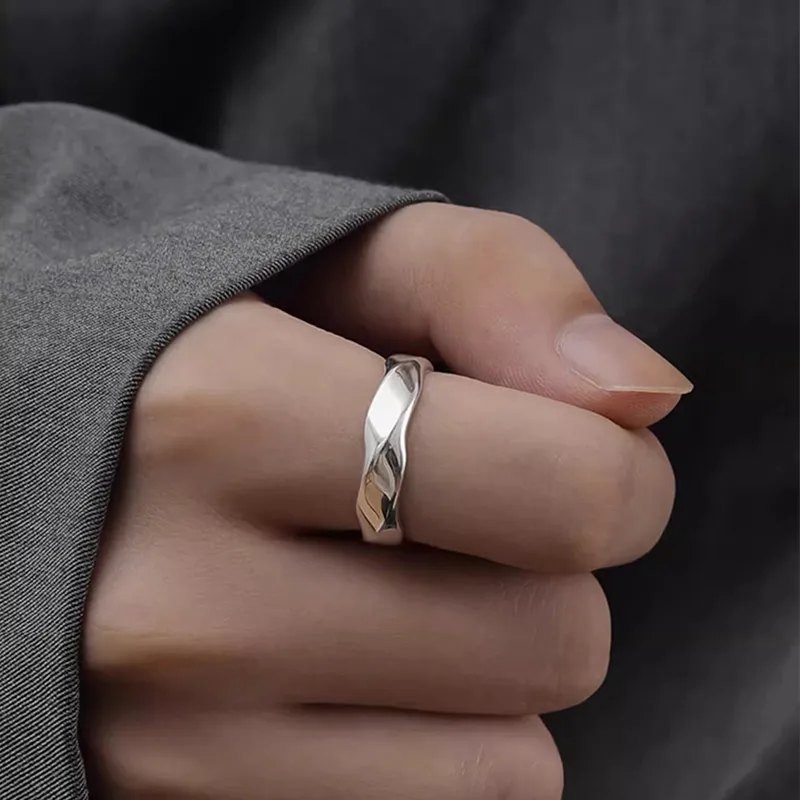 FOREVER MELODY 925 Sterling Silver Rings Men's Silver-32